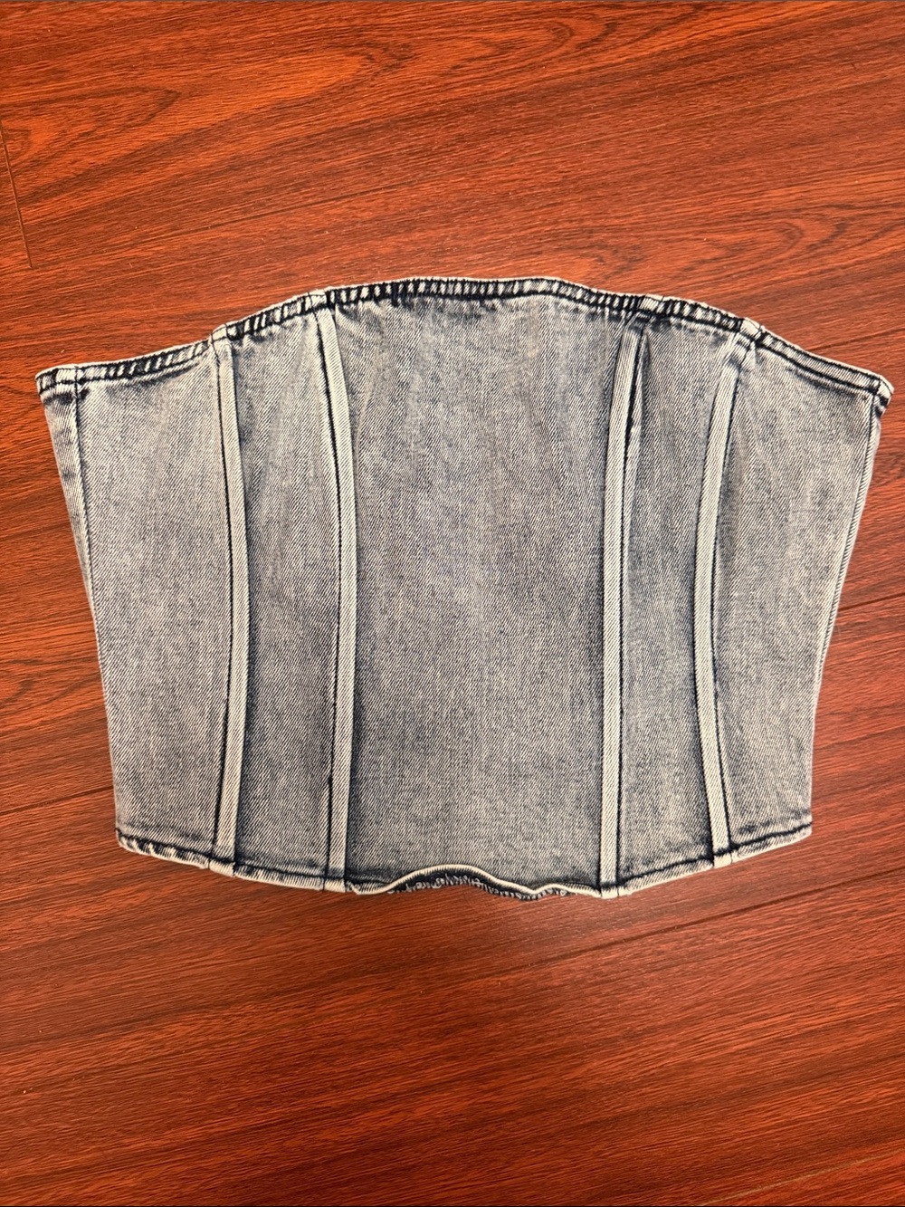 emory park Light Wash Denim Corset Crop Top
